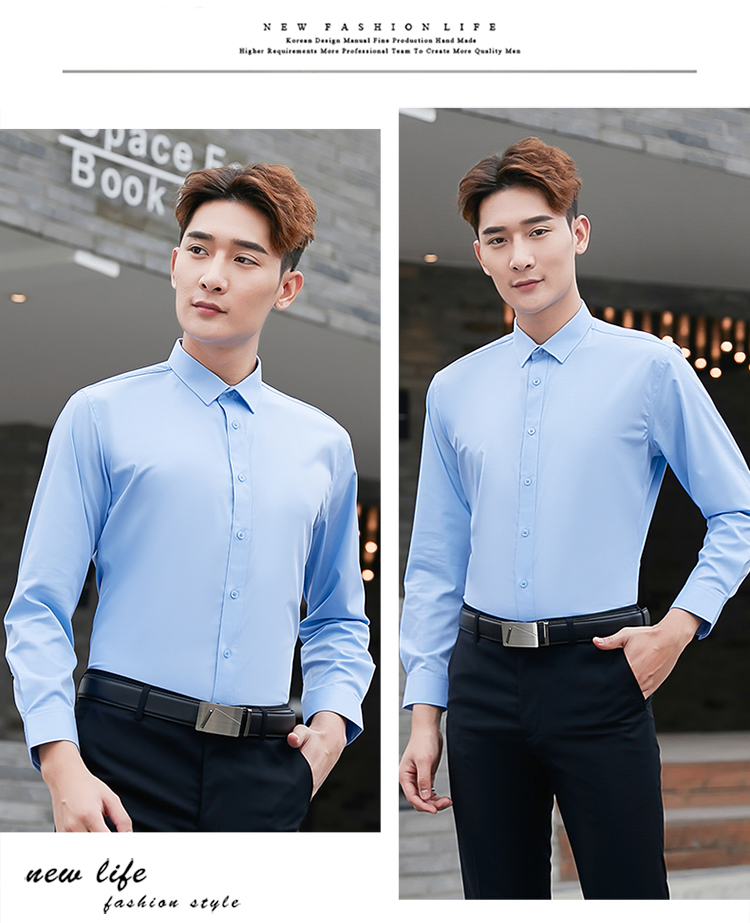 Professional slim bamboo fiber small collar long sleeve shirt men 180-000 men long sleeve