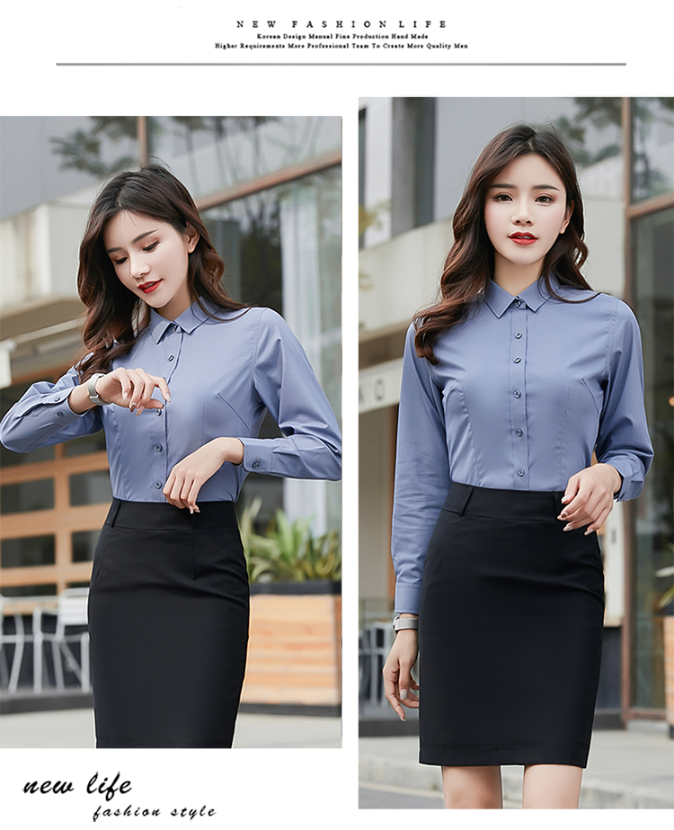 Commuter waist bamboo fiber small collar long-sleeved shirt female 180-000 female long sleeve