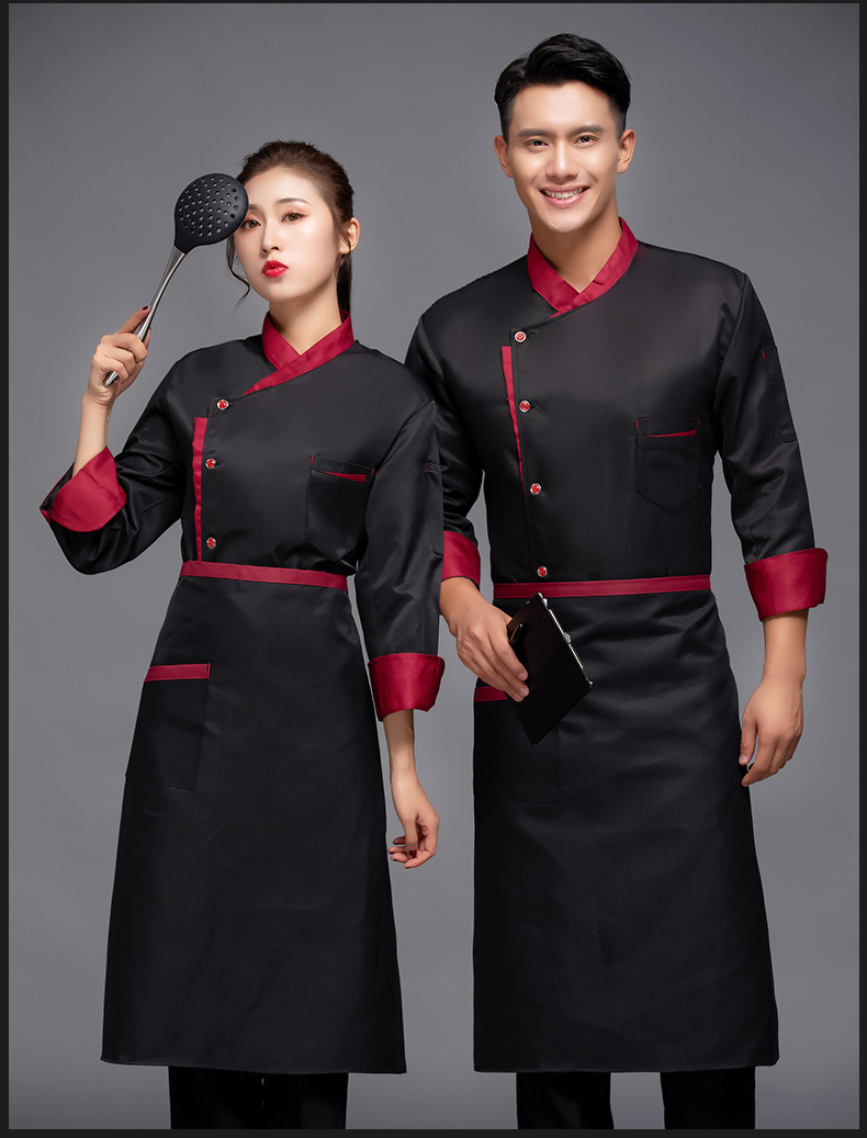 Triangle pocket long sleeve chef uniform top H12-L049