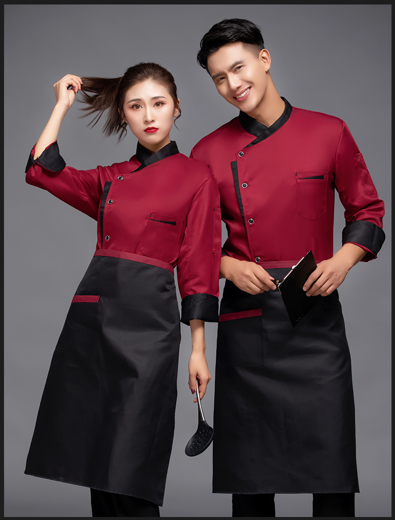 Triangle pocket long sleeve chef uniform top H12-L049