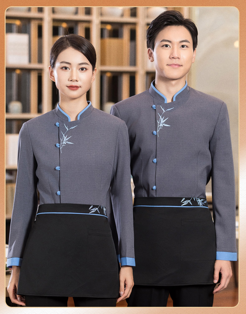 Embroidered bamboo catering waiter work clothes H01-2022-34 men