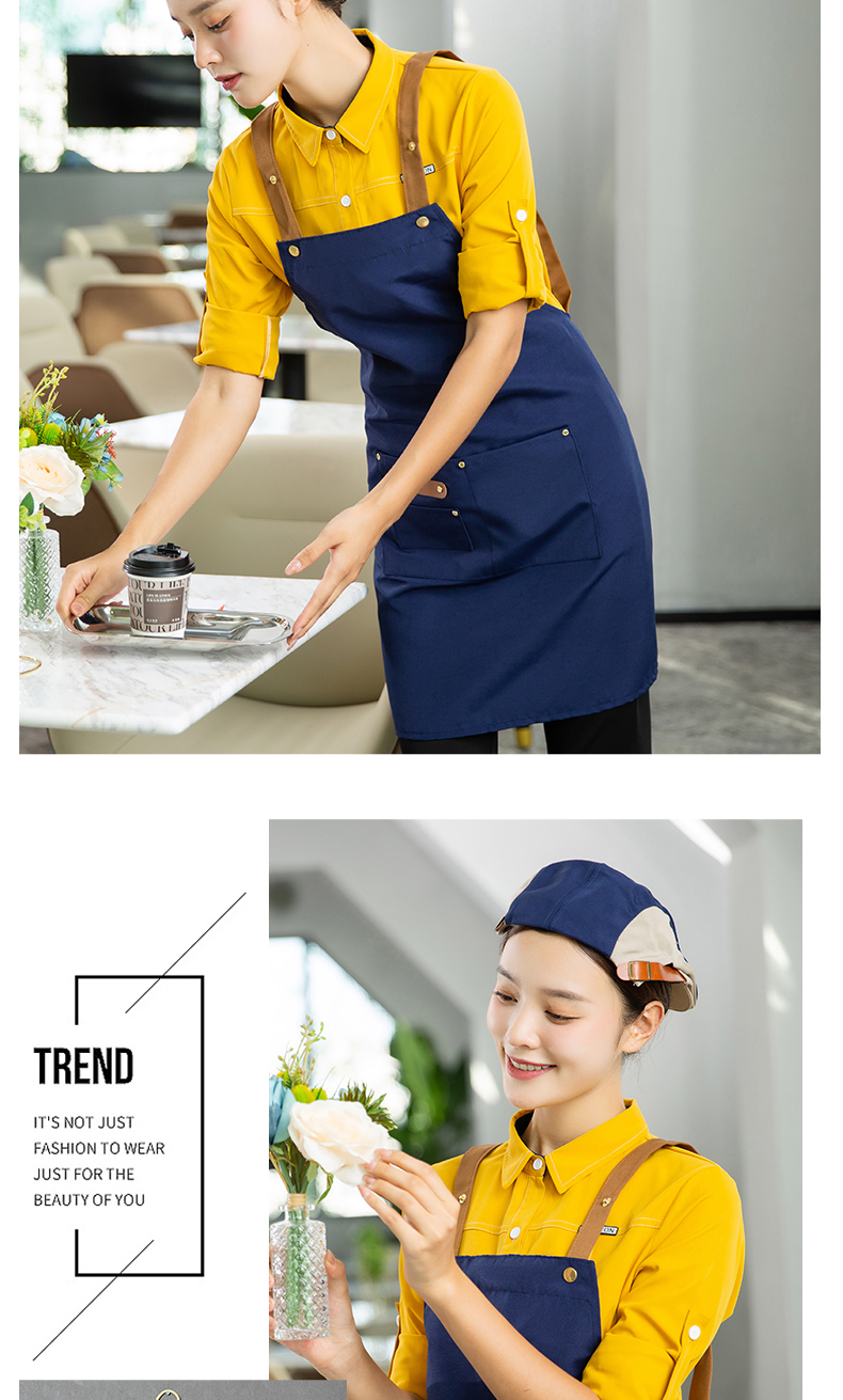 Waterproof canvas inner four-button dirt-resistant adjustable double-shoulder apron H20-A21-1930