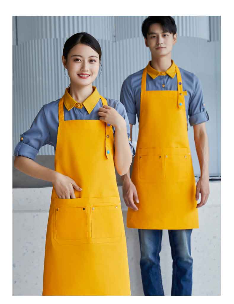 Polyester cotton canvas kitchen dirt-resistant and wear-resistant hanging neck adjustable apron H15-F2305