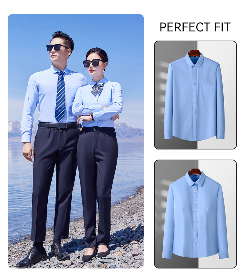 Fine twill long-sleeved shirt for men and women 129-221 long-sleeved shirt