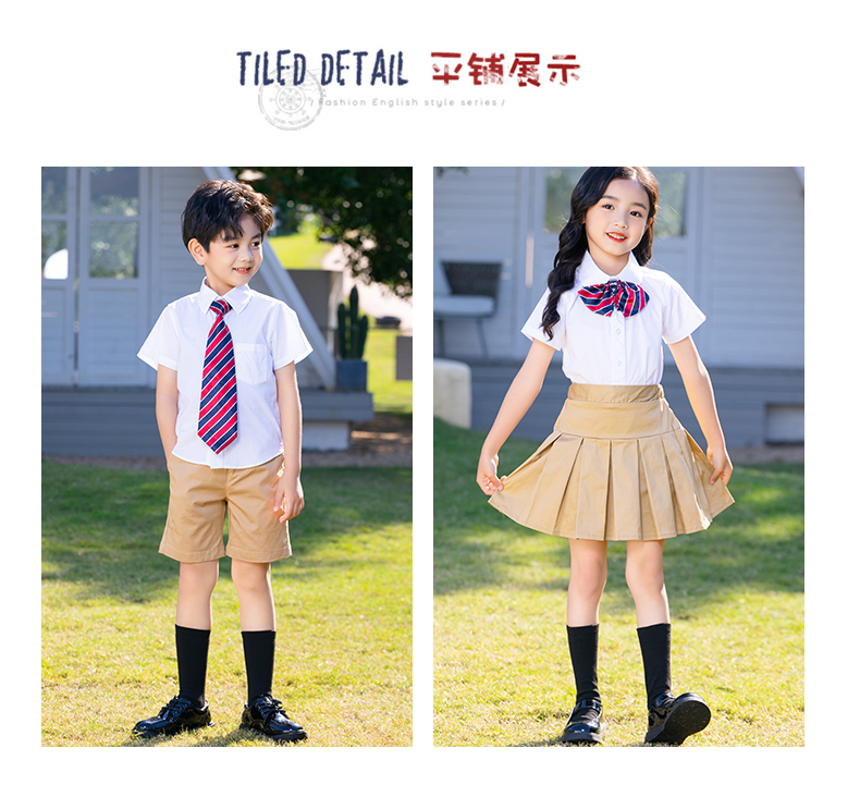 British style elementary and middle school students campus short-sleeved women shirt D11-2132