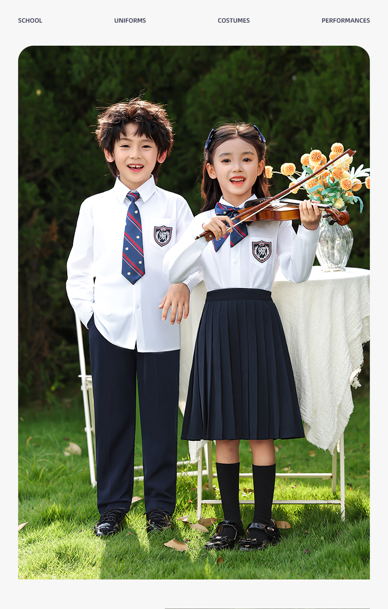 British style campus primary and secondary school student performance costume three-piece suit 737-Y105 (including badge)