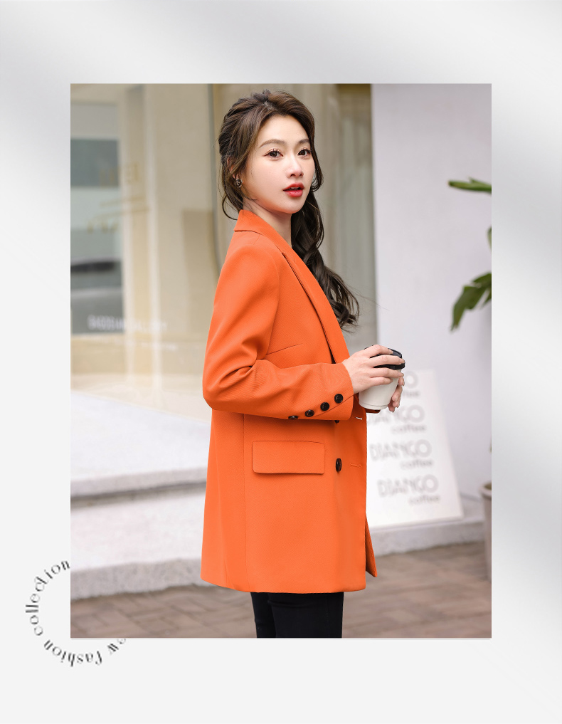 Casual white-collar mid-length small suit jacket for women 134-9096 jacket