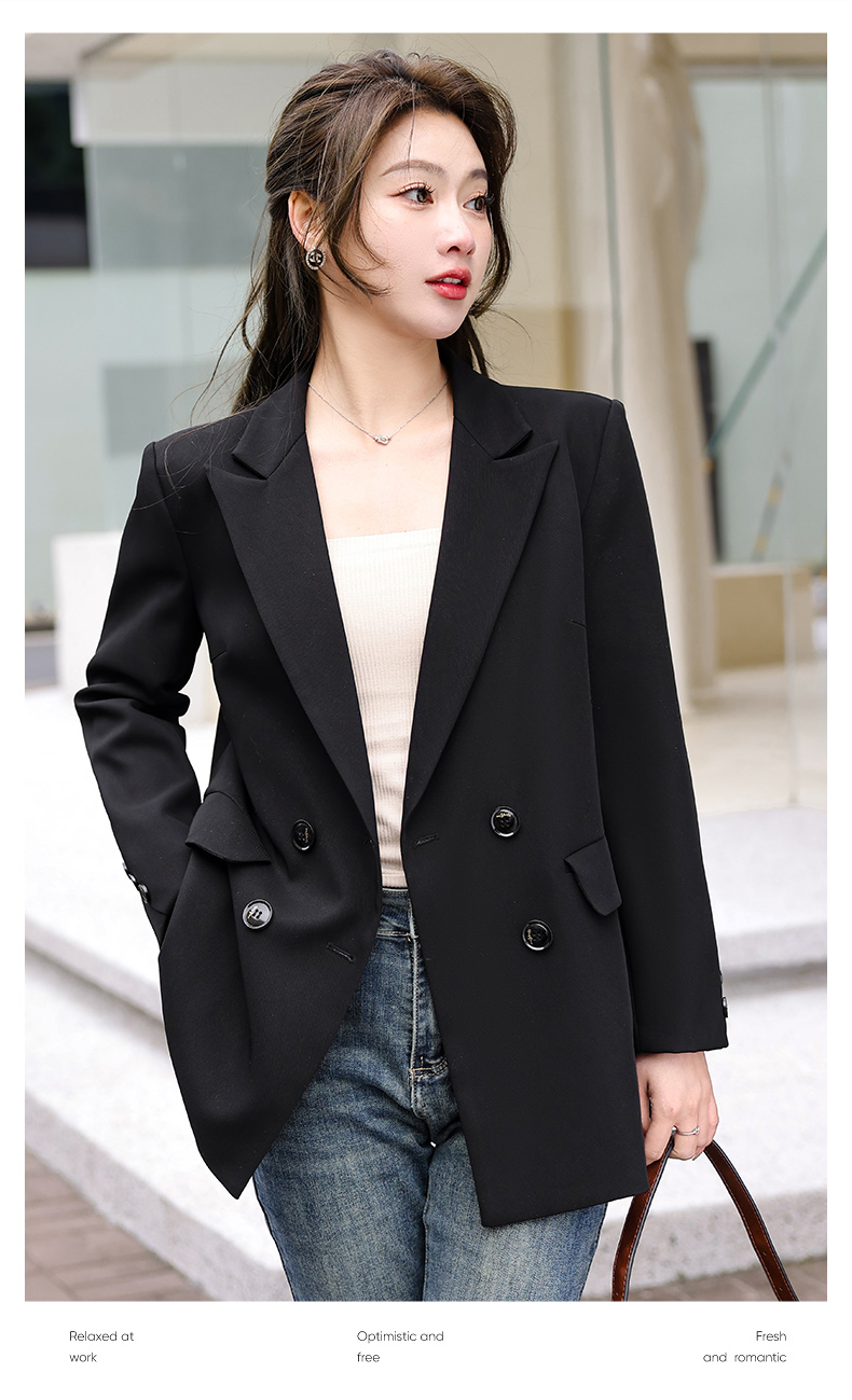 Casual white-collar mid-length small suit jacket for women 134-9096 jacket