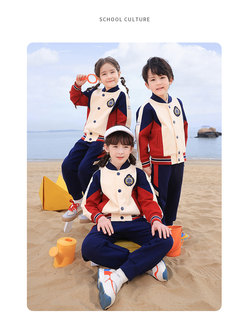 Skin-friendly, soft, slightly elastic fabric, color-blocked striped school uniform suit, long 168-6627