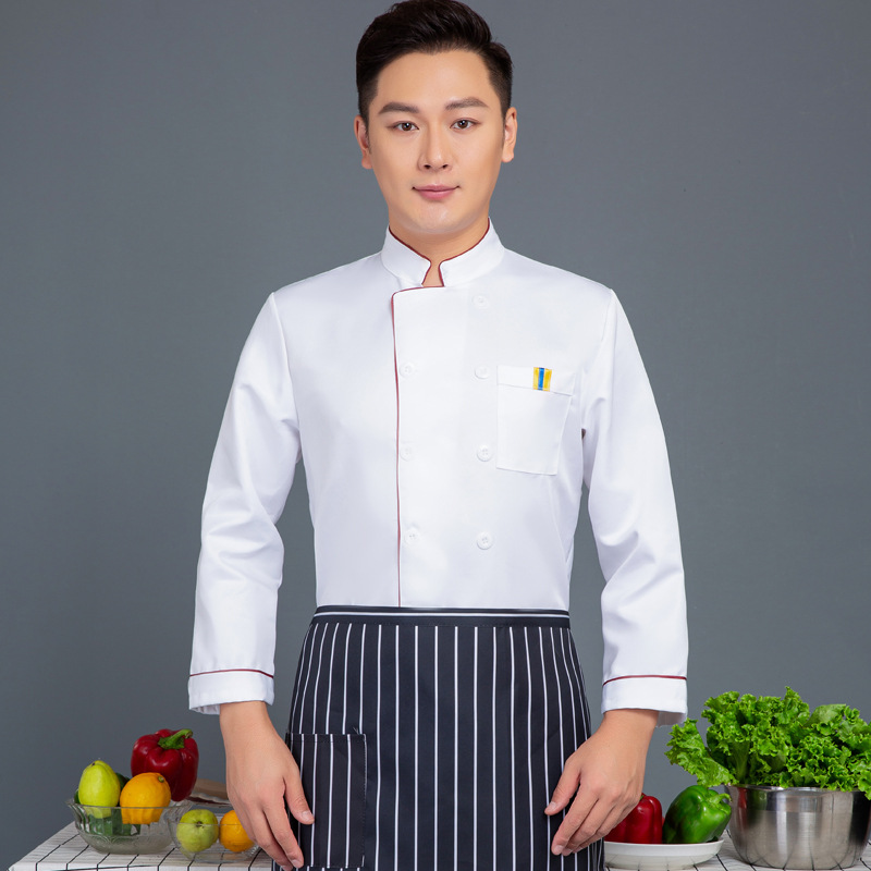 Hotel Western Restaurant Catering Chef Uniform Kitchen Work Uniform Long Sleeve B05-Kitchen White