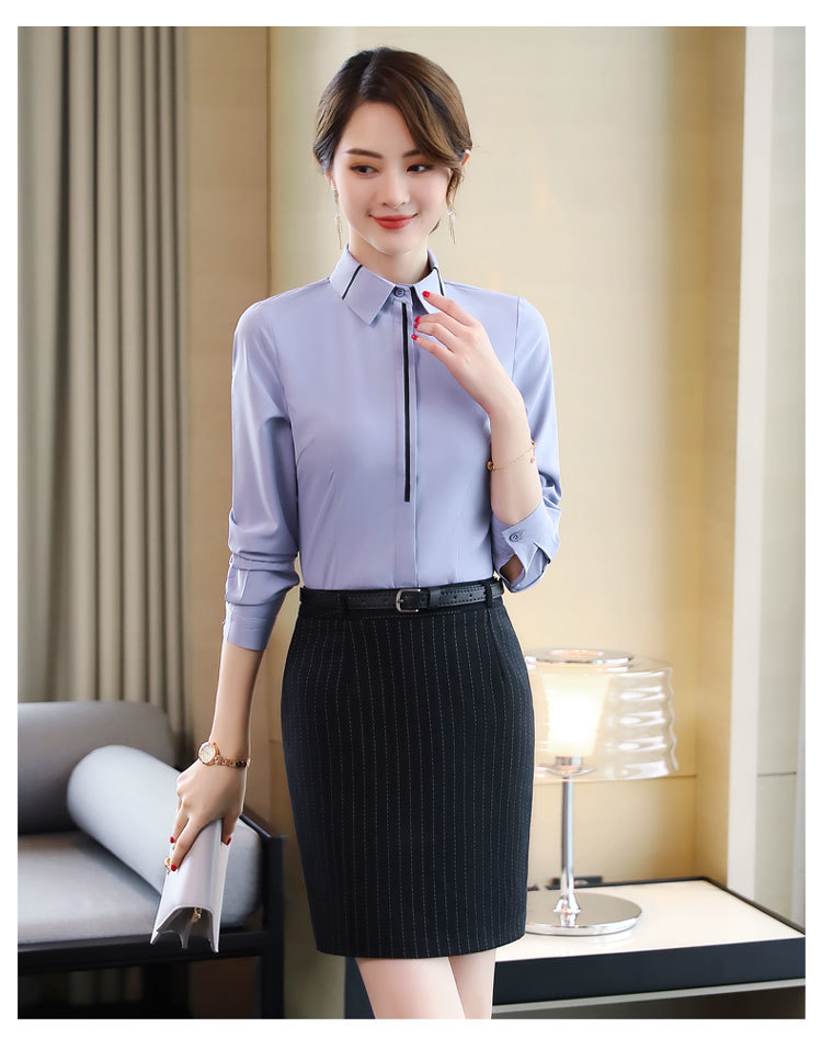 Business slim fit professional shirt DA2-6815 long sleeve shirt for women