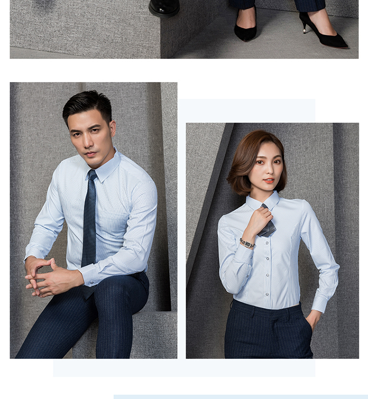 Slim fit blue striped long-sleeved shirt for men and women 129-661 long-sleeved shirt