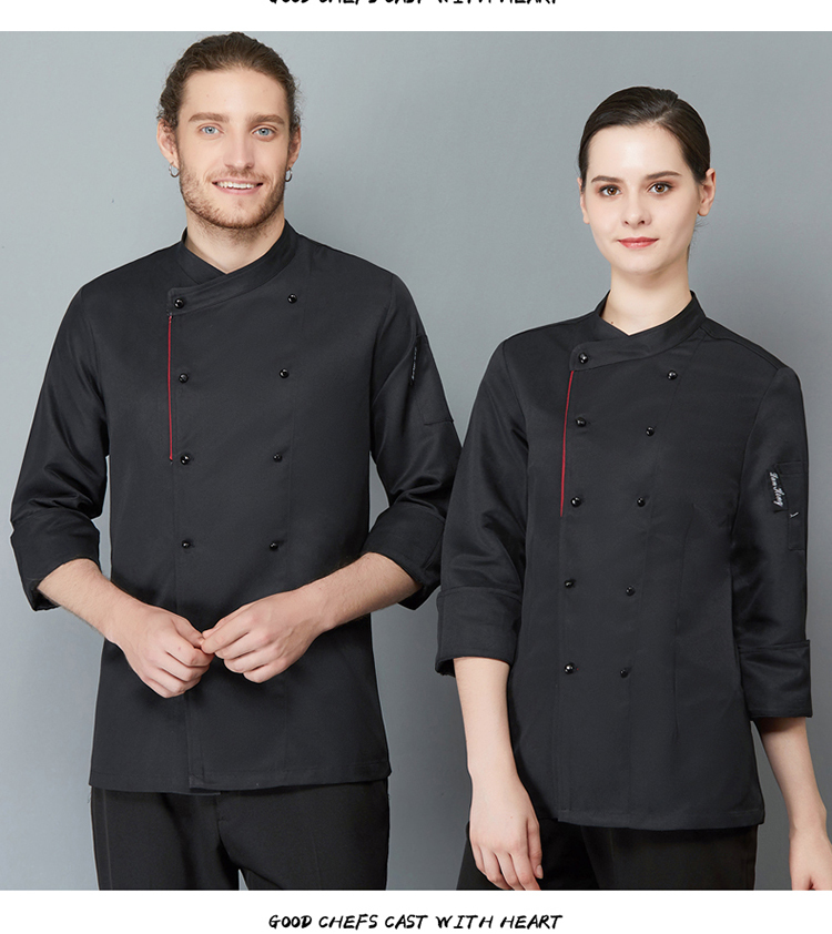 Polyester cotton side trim long sleeve chef uniform H02-21LY061-064