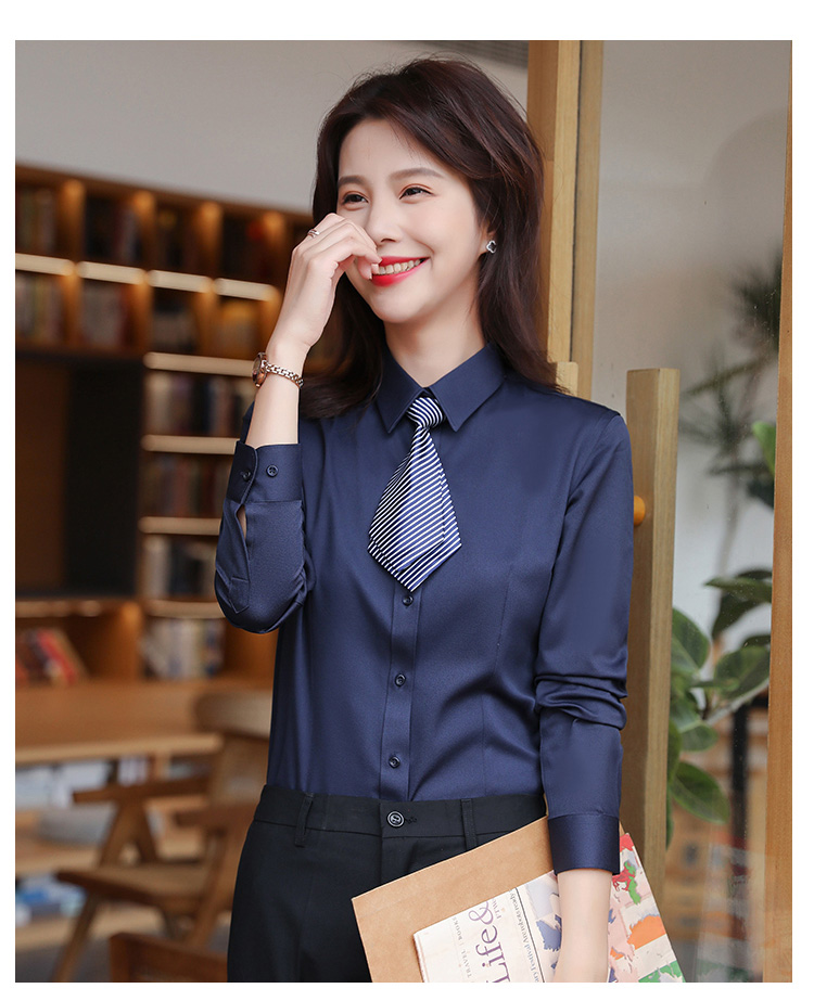 Business plain elastic long-sleeved shirt for women 111-986 women long shirt