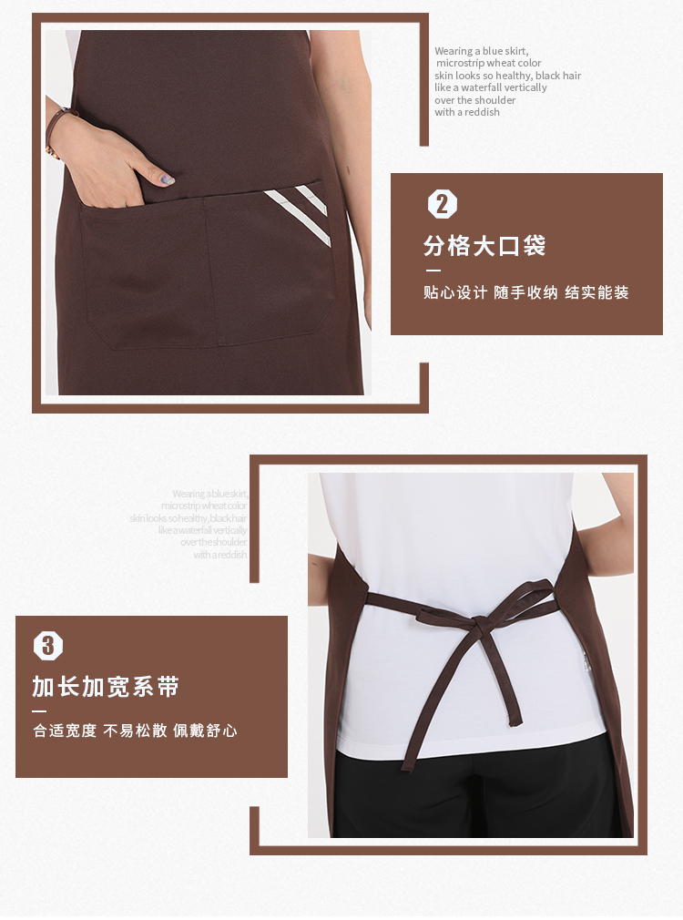 Workwear tie-up large pocket halter apron U01-618