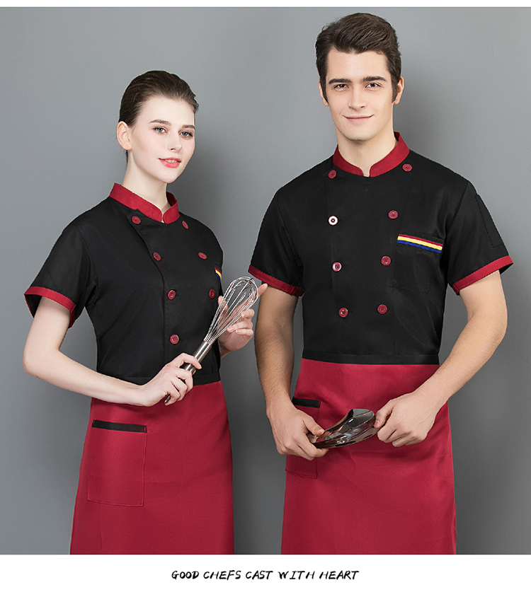 Three-bar short-sleeved chef uniform apron H02-20F139-141 apron