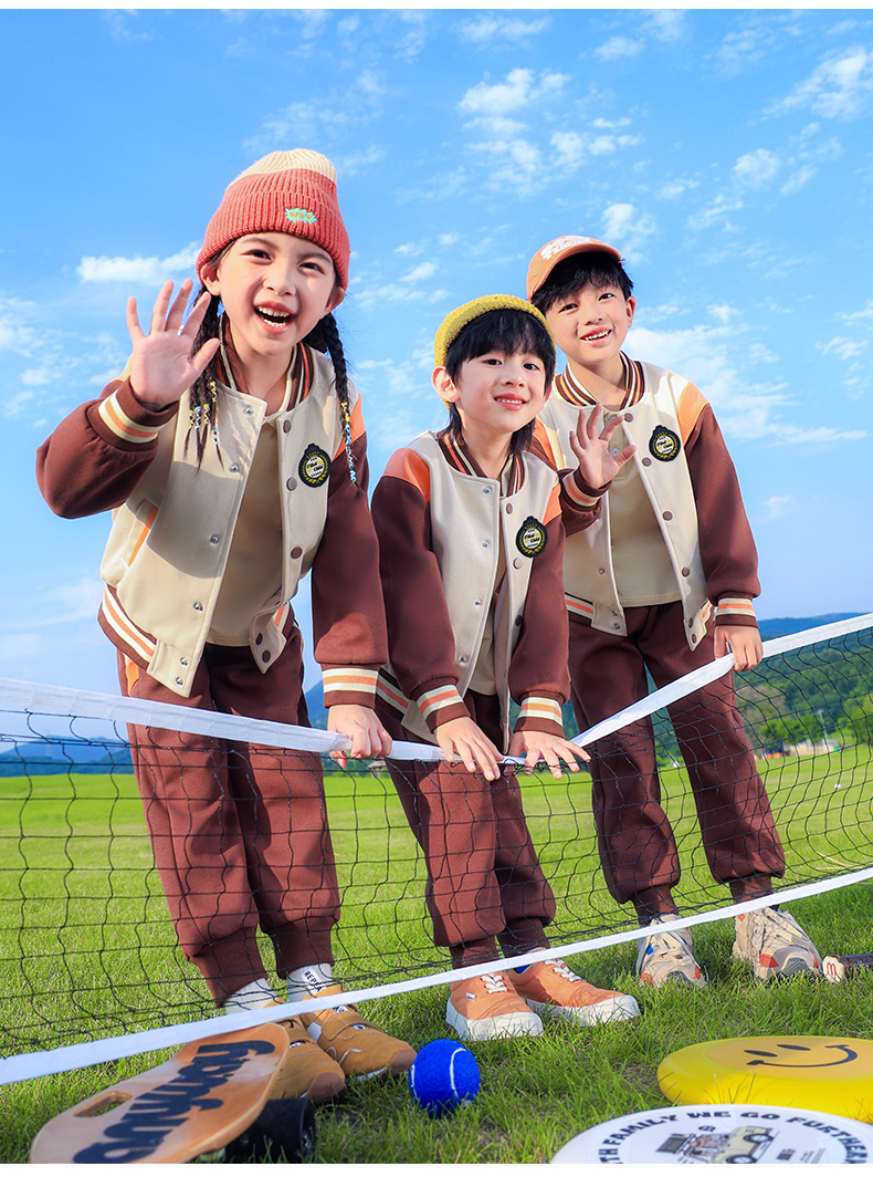 Primary school student sports style school uniform jacket suit three-piece suit 921-1328 coffee color jacket three-piece suit