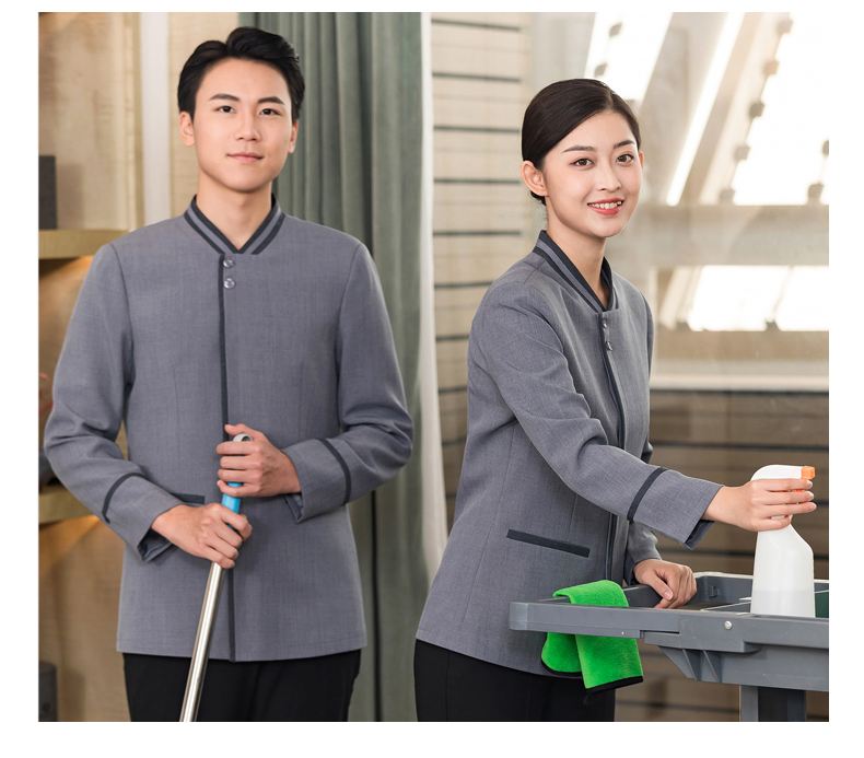 Fashionable and washable stand-up collar cleaning clothes and work clothes H01-2023-43