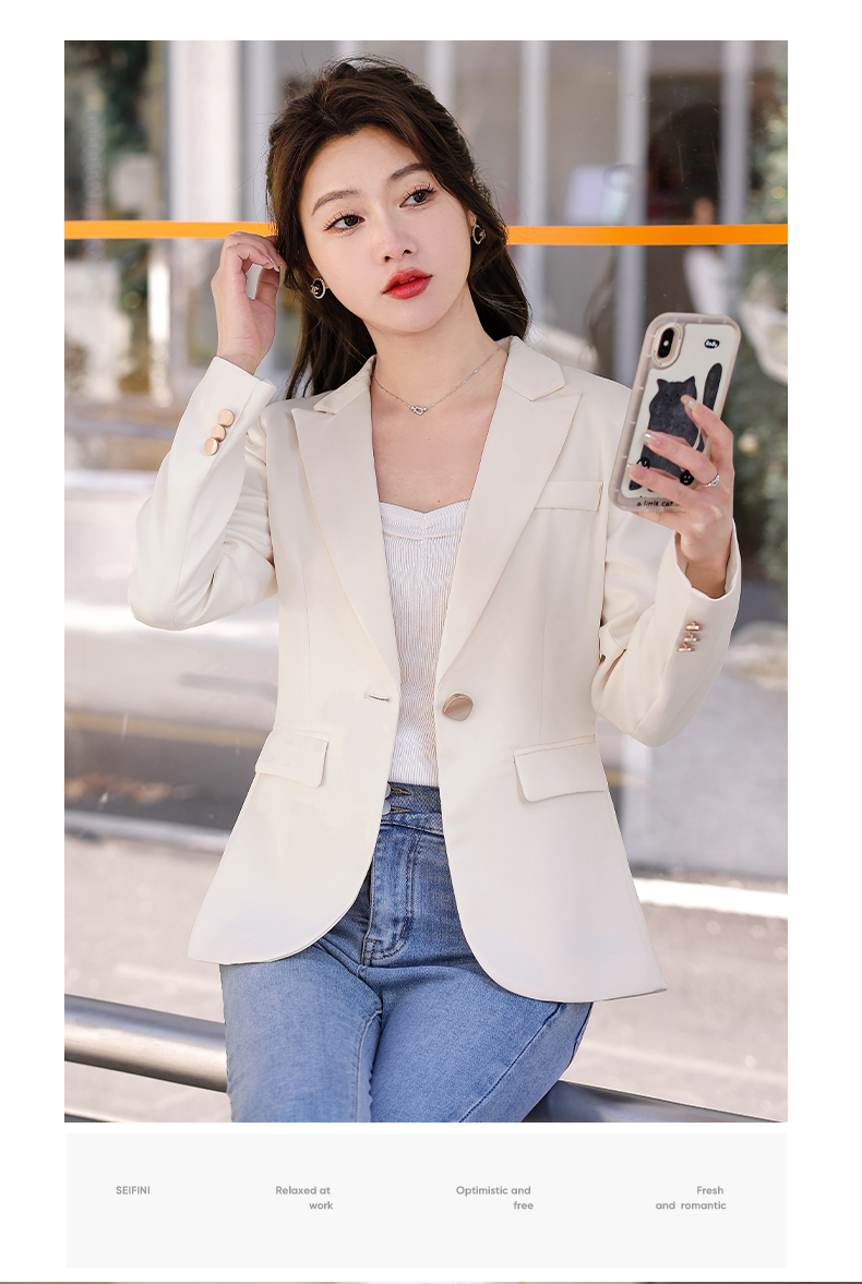 Casual white collar one button women small suit jacket 134-9081 jacket