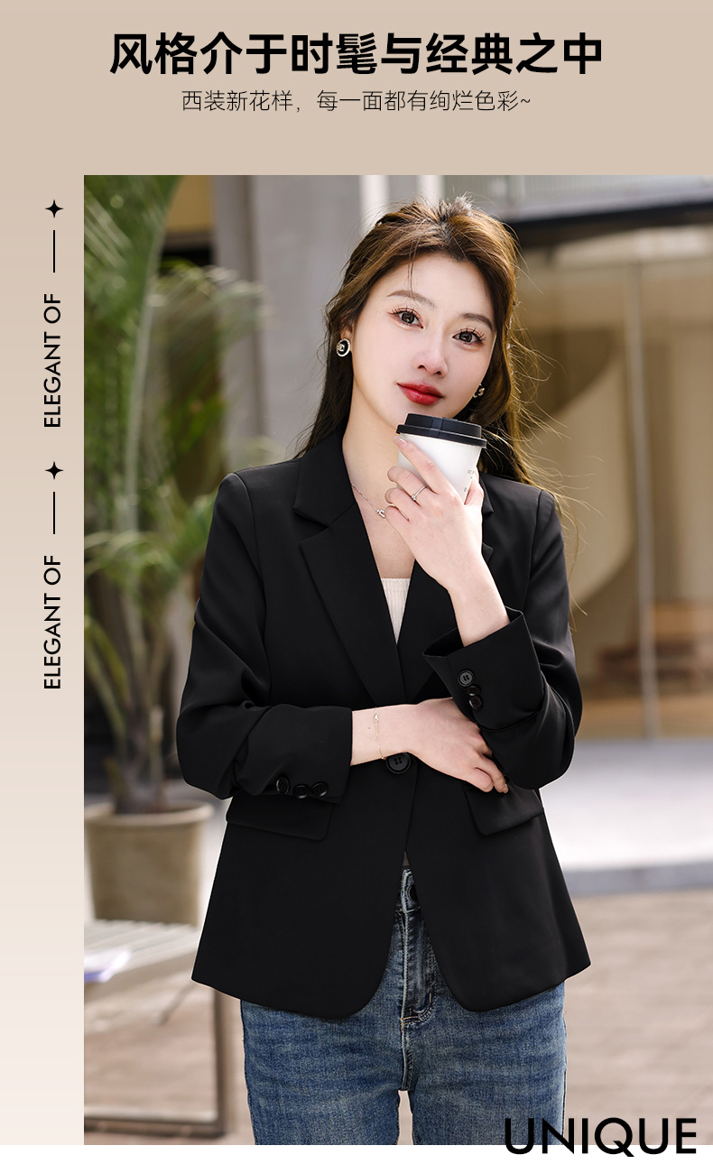 Casual white collar small suit jacket for women 134-9082 jacket