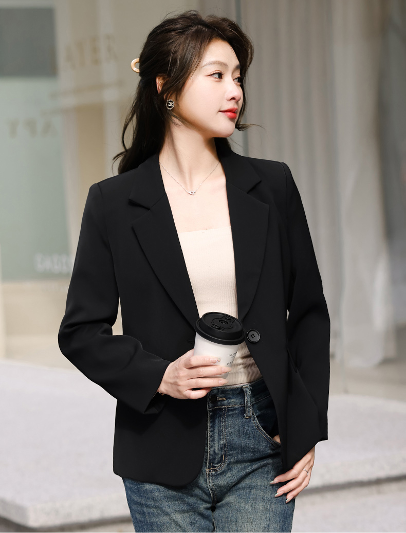 Casual white collar small suit jacket for women 134-9082 jacket