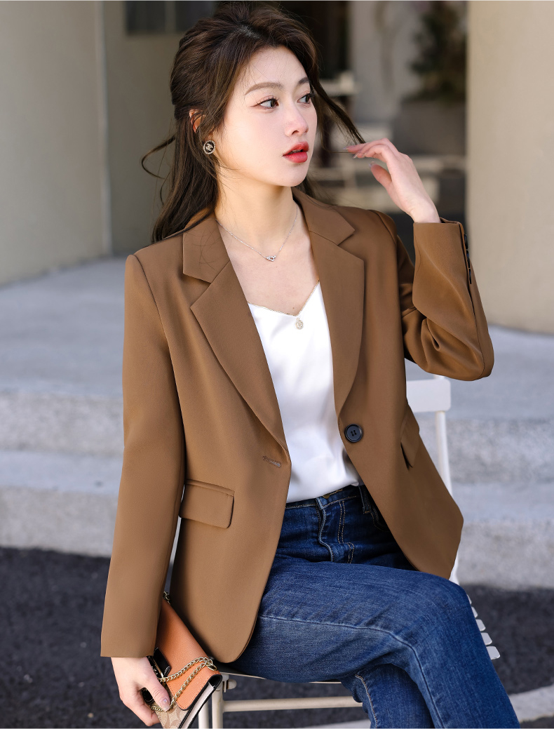 Casual white collar small suit jacket for women 134-9082 jacket