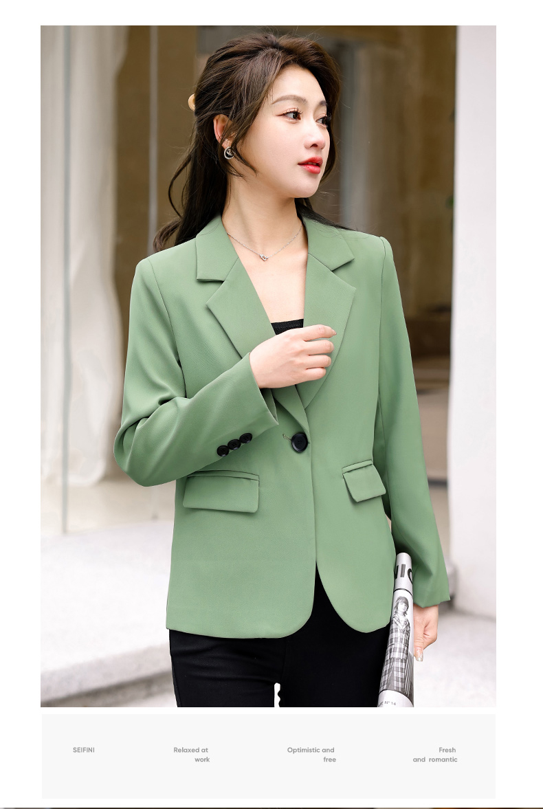 Casual white collar small suit jacket for women 134-9082 jacket