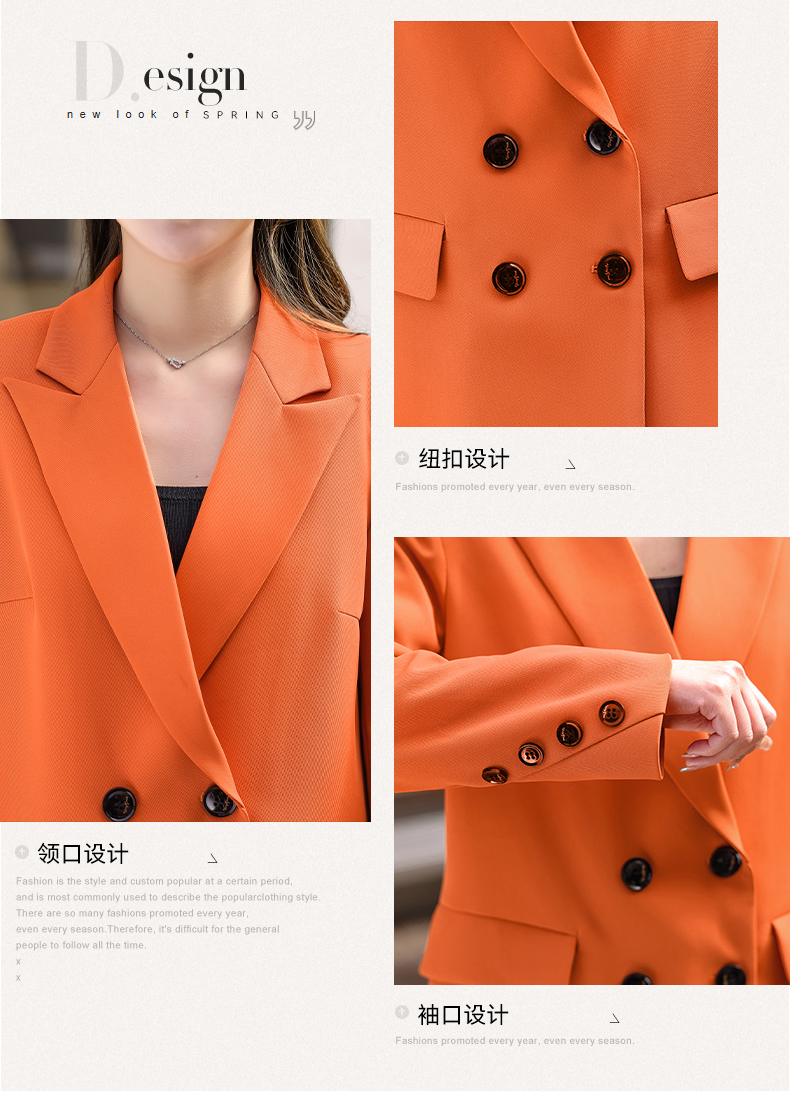 Casual white-collar mid-length small suit jacket for women 134-9096 jacket