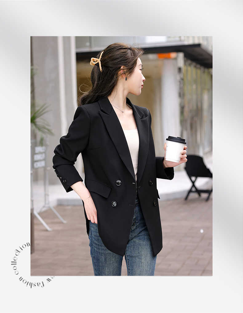 Casual white-collar mid-length small suit jacket for women 134-9096 jacket