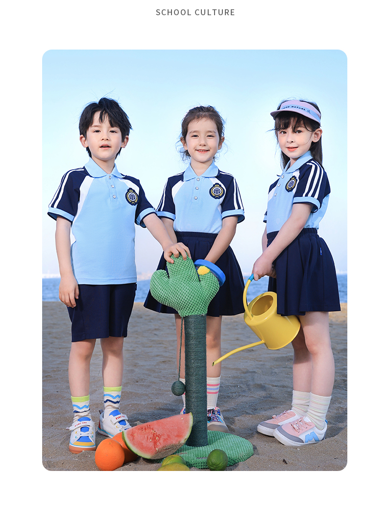 Skin-friendly and soft children sports school uniform set three-piece suit 168-6625