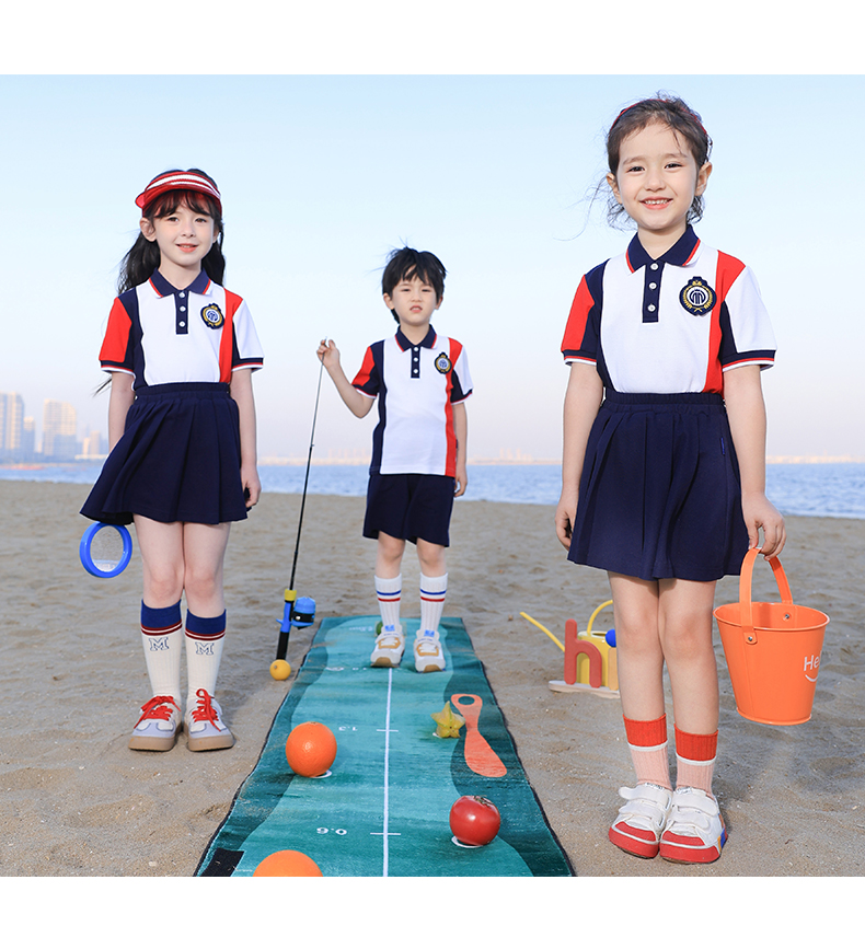 Double-layer composite fabric sports color matching school uniform suit long 168-6626