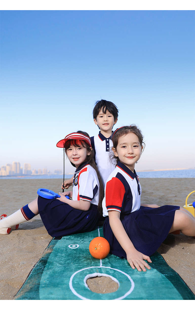 Double-layer composite fabric sports color matching school uniform suit three-piece suit 168-6626