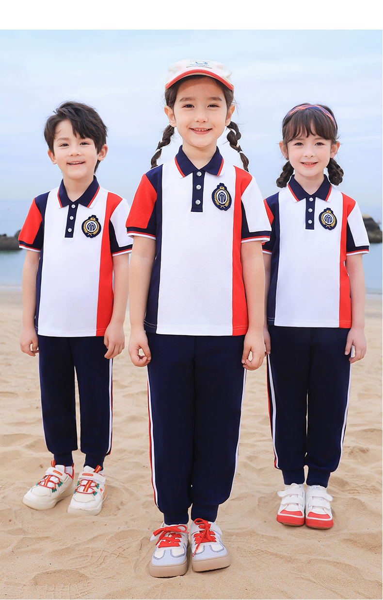 Double-layer composite fabric sports color matching school uniform suit three-piece suit 168-6626