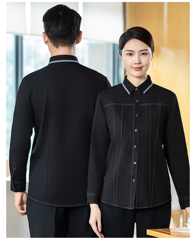 Collared long-sleeved shirt waiter work clothes H02-24351