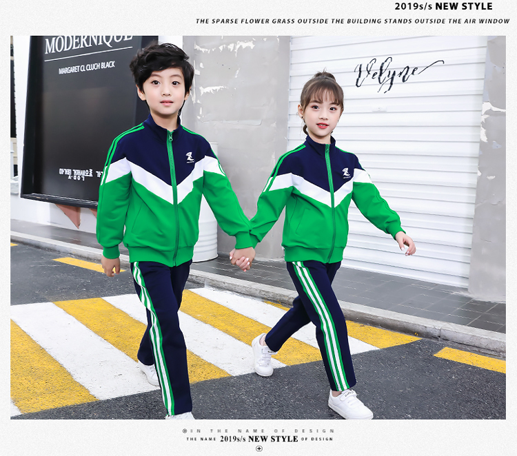 Color matching sports style primary and secondary school students school uniforms children teacher class uniforms two-piece suits 737-8101