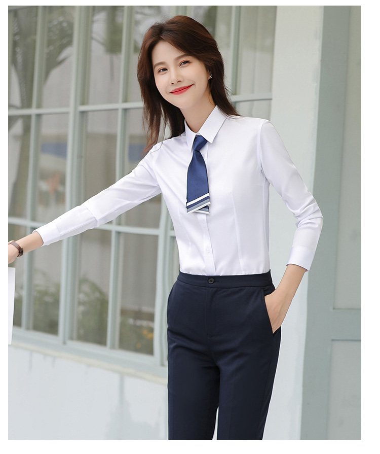 Business plain elastic long-sleeved shirt for women 111-986 women long shirt