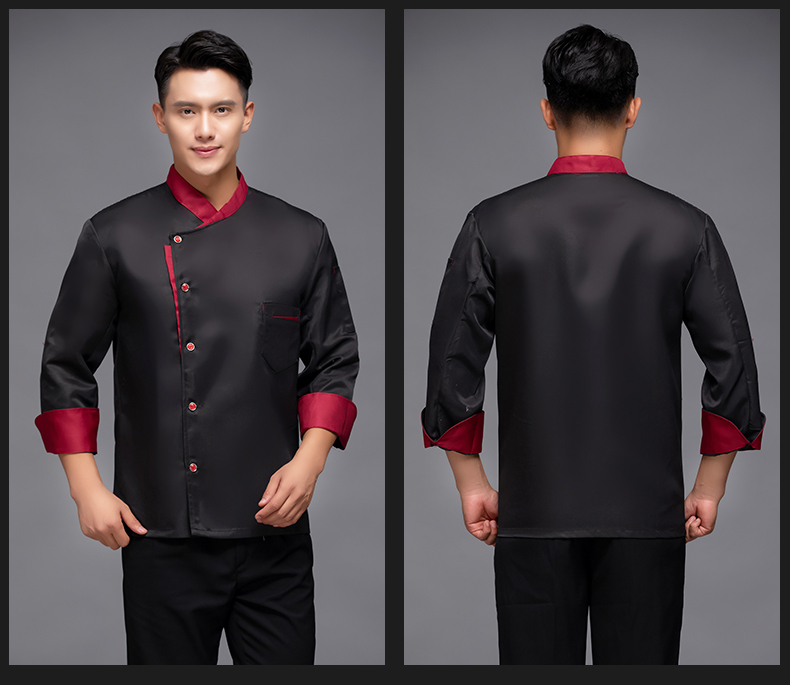 Triangle pocket long sleeve chef uniform top H12-L049