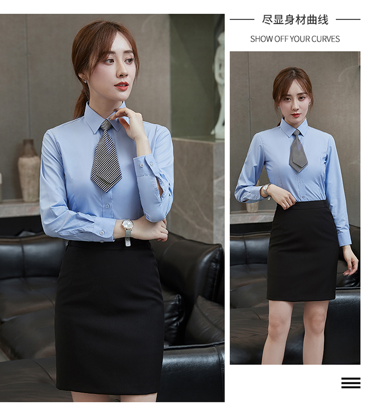 Anti-wrinkle and non-iron temperament long-sleeved shirt 188-9131 women long-sleeved shirt