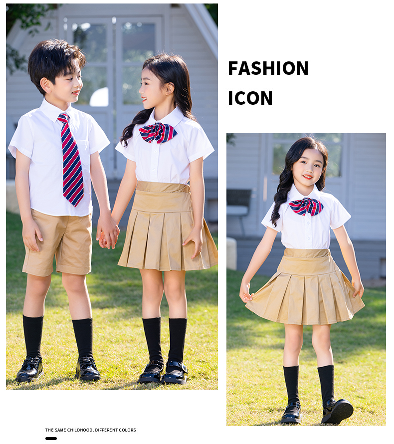 British style elementary and middle school students campus short-sleeved women shirt D11-2132