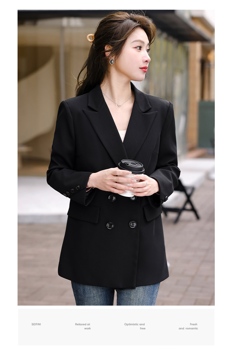 Casual white-collar mid-length small suit jacket for women 134-9096 jacket