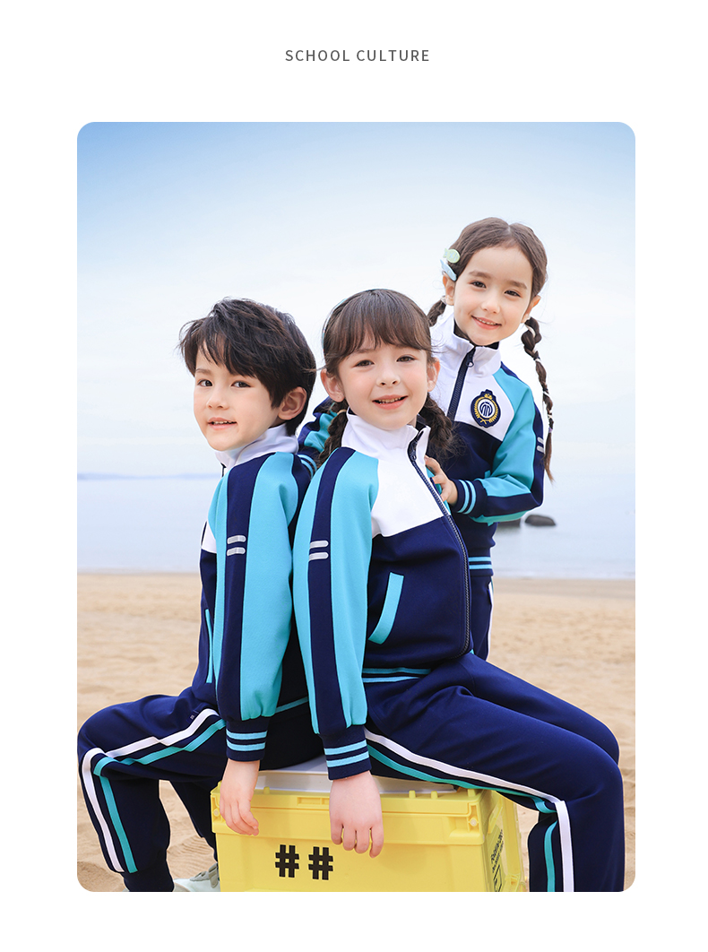 Comfortable photogenic white and blue color matching sports school uniform suit long 168-6628