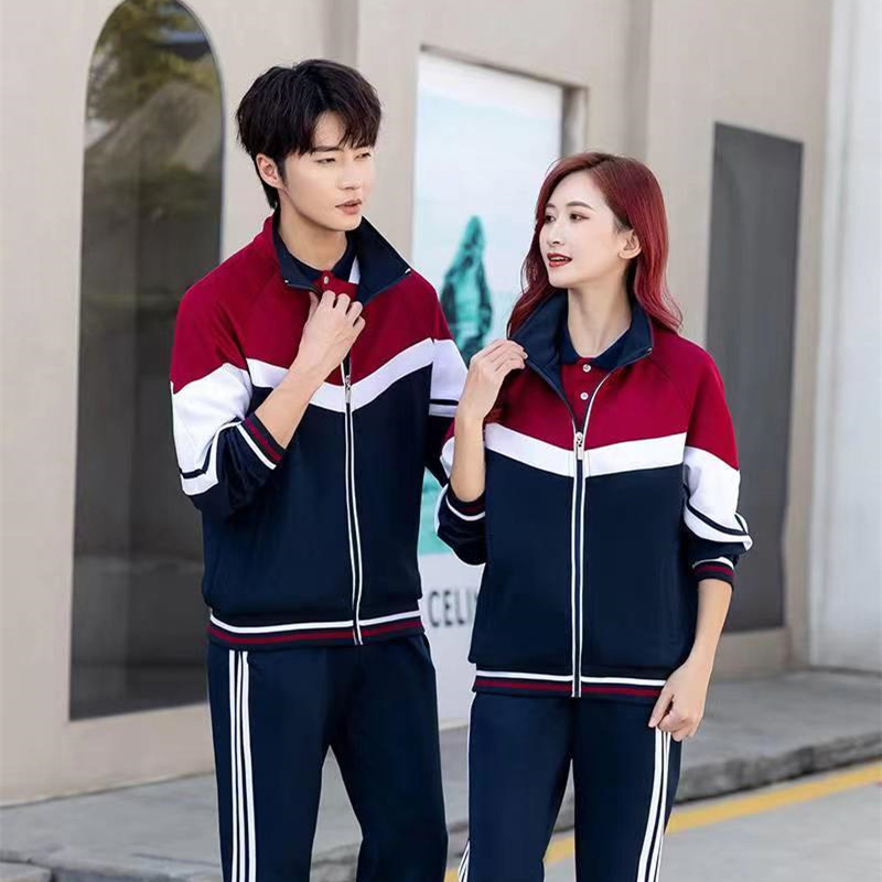 Autumn color matching sportswear school uniform short and long sleeve suit KI2-2288 suit