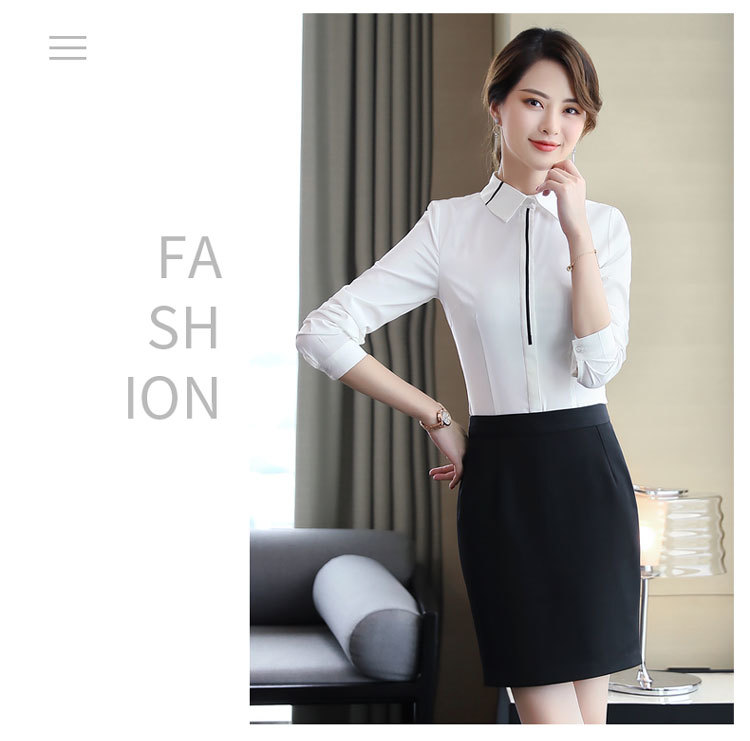 Business slim fit professional shirt DA2-6815 long sleeve shirt for women