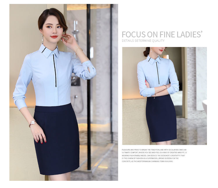 Business slim fit professional shirt DA2-6815 long sleeve shirt for women