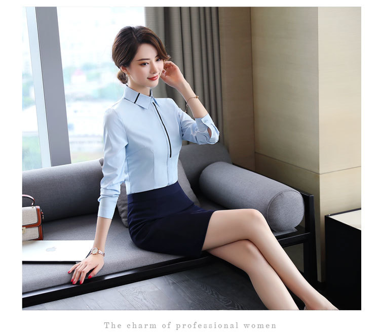 Business slim fit professional shirt DA2-6815 long sleeve shirt for women