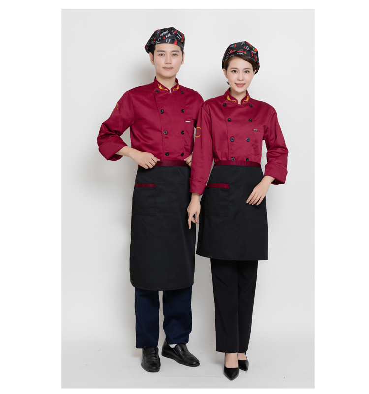 Polyester cotton wheat ear long sleeve chef uniform top B02-C0202004