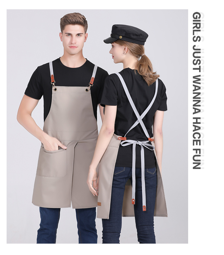 Canvas double ring buckle split kitchen apron H01-2020-37