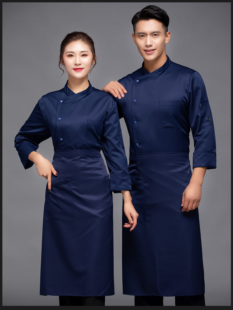 Solid color single row restaurant long sleeve chef uniform top H12-L029