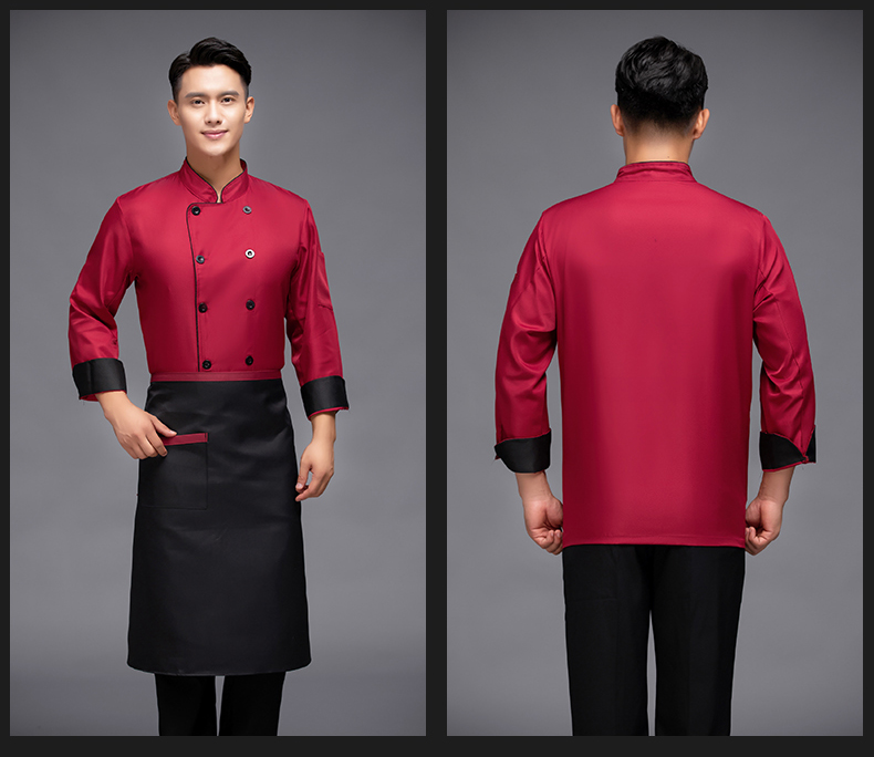 Single-side catering long-sleeved chef uniform top H12-L032