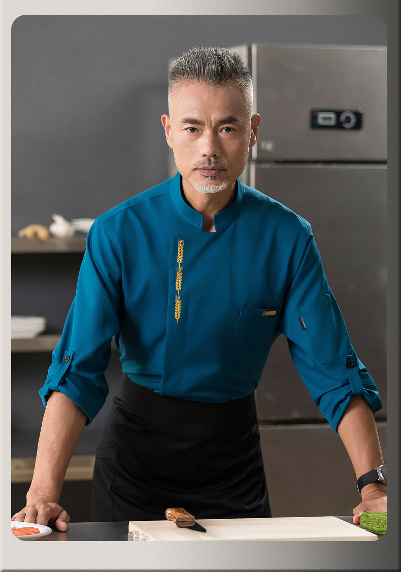 Wheat ear long sleeve chef uniform top H01-22101